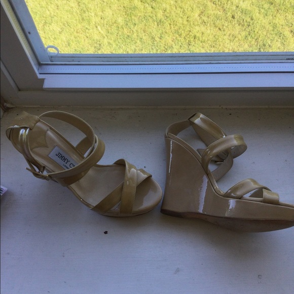 JIMMY CHOO Nude Patent Wedges - Picture 11 of 11